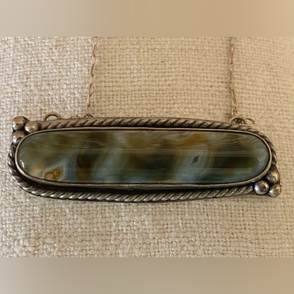 Frogskin Jasper Sterling Bar Necklace - Picture 2 of 6